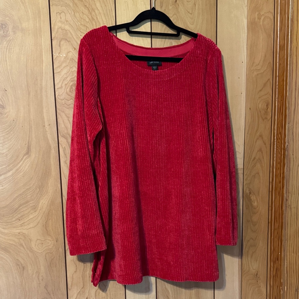 J. Jill Red Chenille Long-Sleeve Top